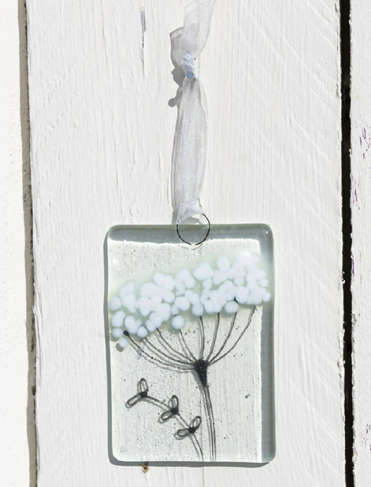 Cow Parsley Fused Glass Small Hanging