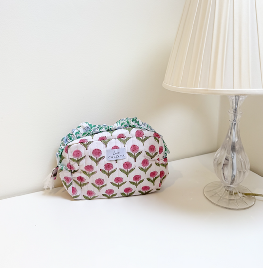 Pink Floral Frill Washbag