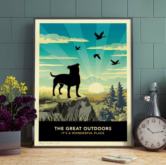 STAFFORDSHIRE BULL TERRIER 'THE GREAT OUTDOORS’ LIMITED EDITION ART PRINT