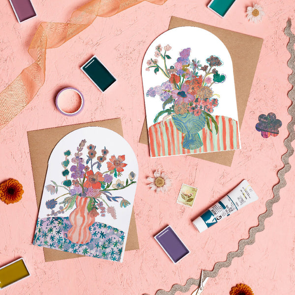 Arched Card Double Card Blue-2