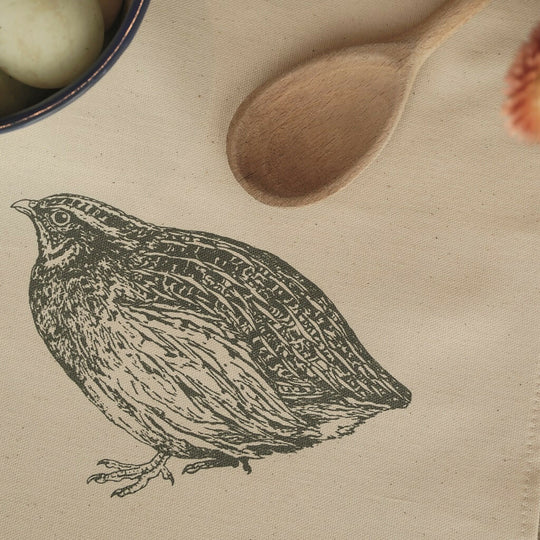 Organic Cotton Quail Tea Towel