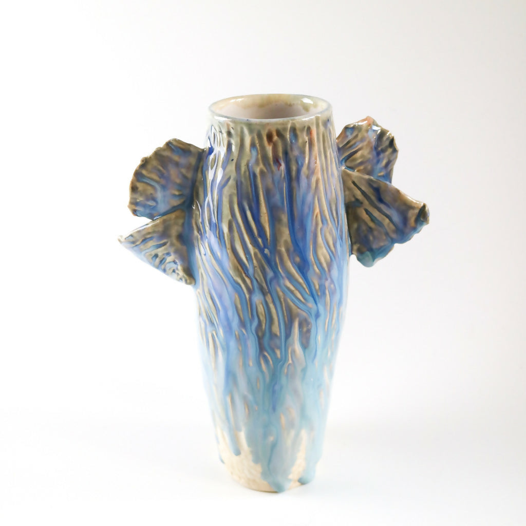 Stoneware Clay Vase in Ripple Design