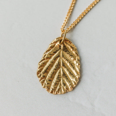 Gold Blackberry Leaf Necklace