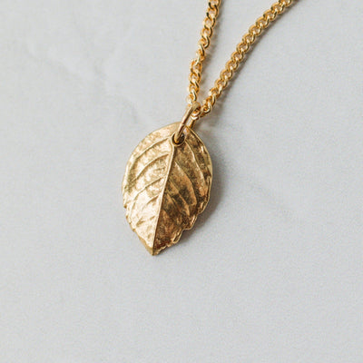 Gold Baby Rose Leaf Necklace