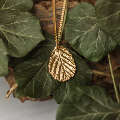 Gold Blackberry Leaf Necklace