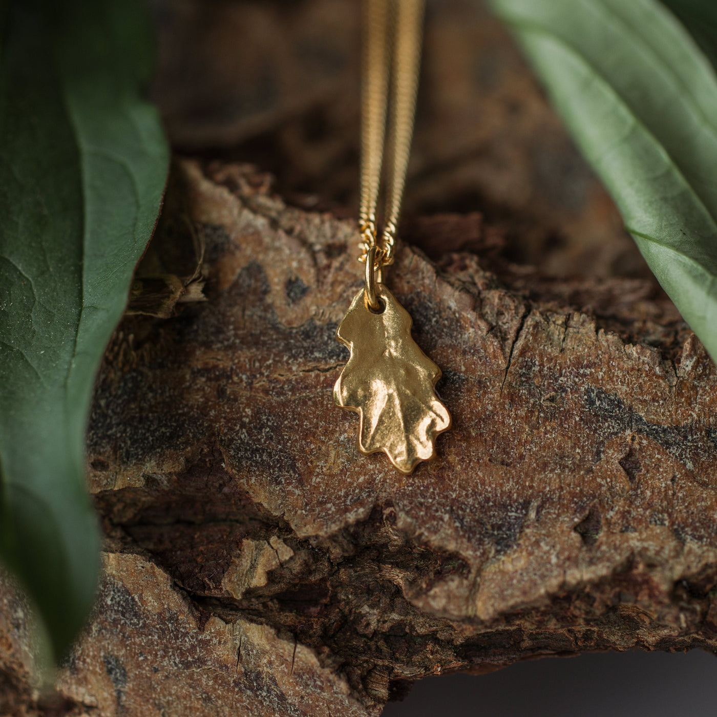 Gold Baby Oak Leaf Necklace