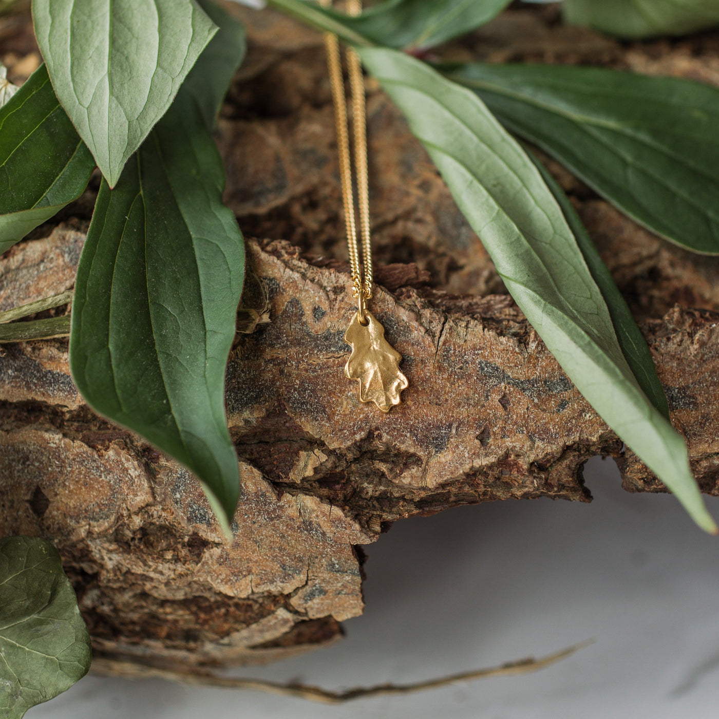 Gold Baby Oak Leaf Necklace