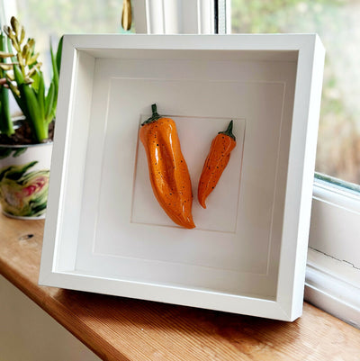 Ceramic Kitchen Wall Art: Orange Peppers