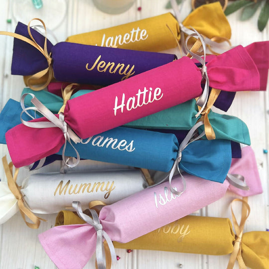 Personalised Reusable Organic Cotton Fabric Christmas Crackers