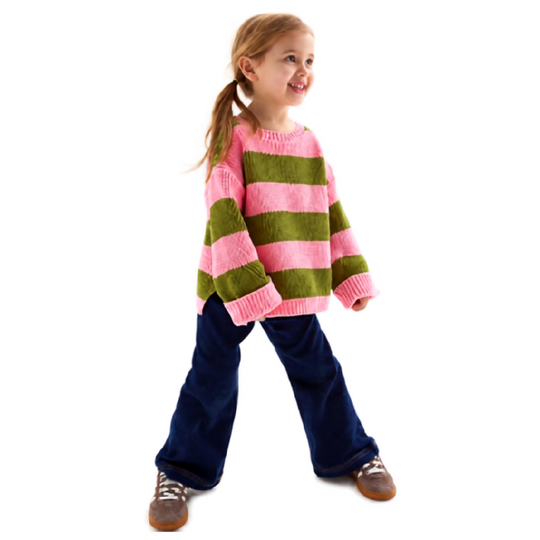 Rhiannon Kids Chunky Stripe Recycled Cotton Blend Jumper - Pink