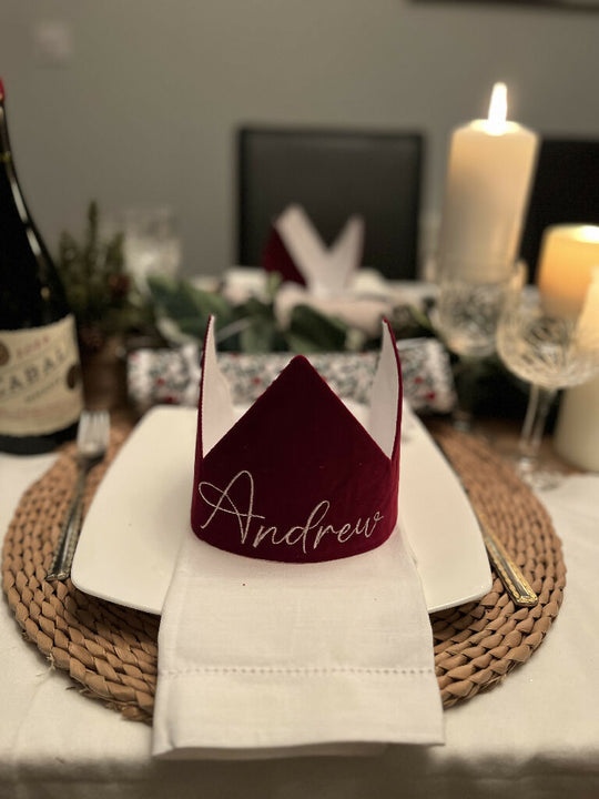 Personalised Luxury Velvet Christmas Cracker Hats Eco and Reusable - 8 Colours