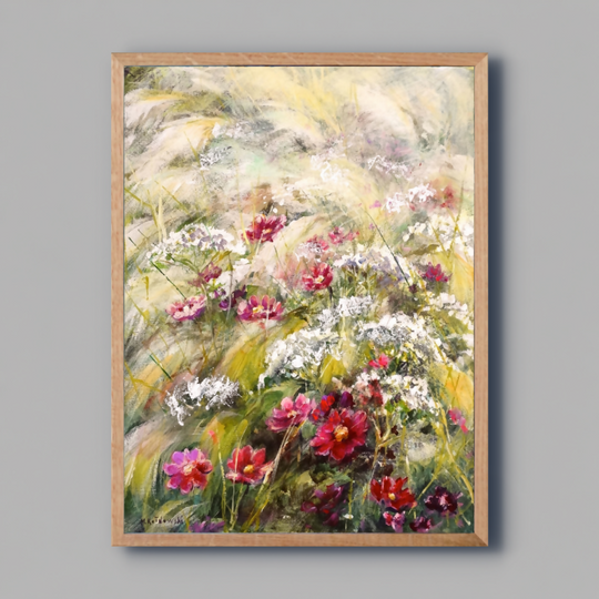 Original painting 'Grass and Cosmos Melody' by Mariusz Kaldowski
