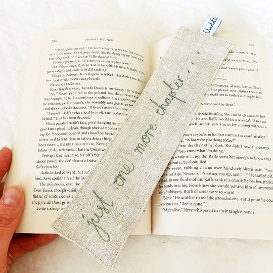 One More Chapter Embroidered Bookmark
