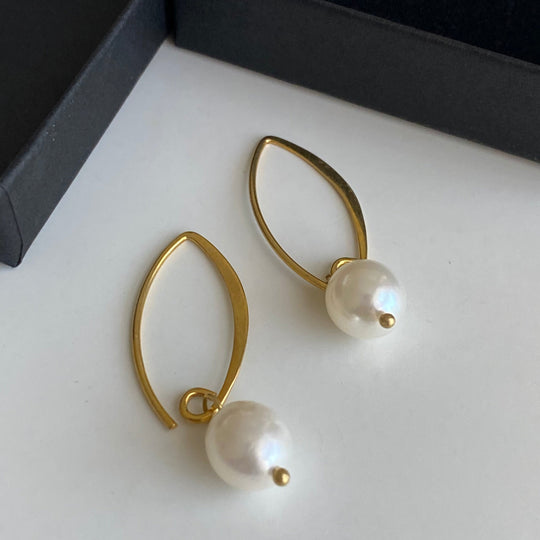 Gold Plated Sterling Silver Threader Hook Earrings - Pearl