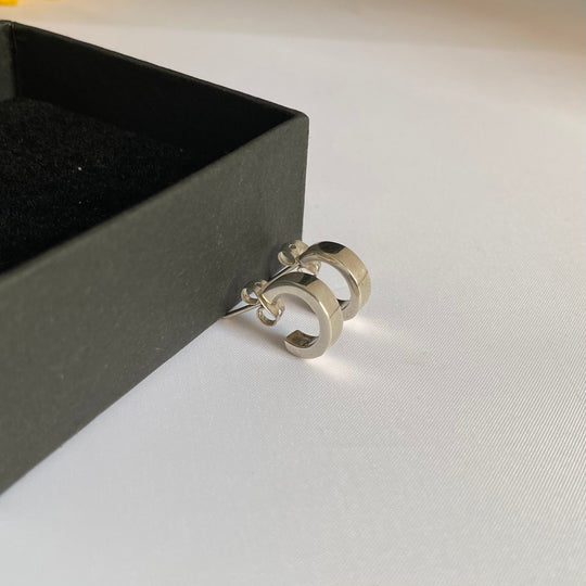 Silver Small Flat Hoop Earrings