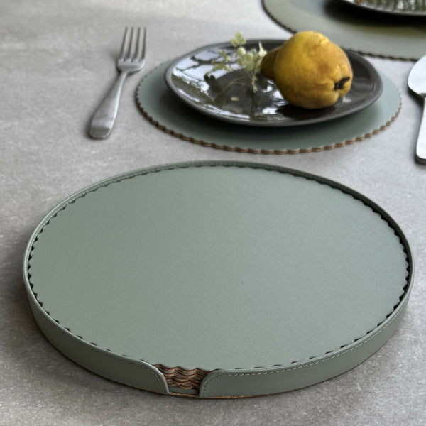 Set of 6 Cork Backed Recycled Leather Scallop Placemats