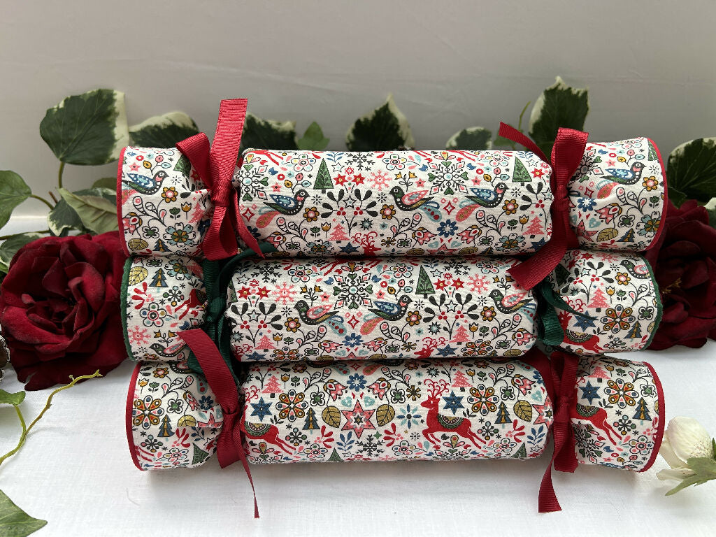 Liberty Print Fabric Christmas Crackers: Eco Reusable Holiday Decor