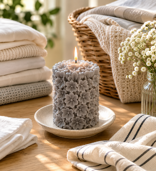 Cotton Flower Scented Sculptured Candle