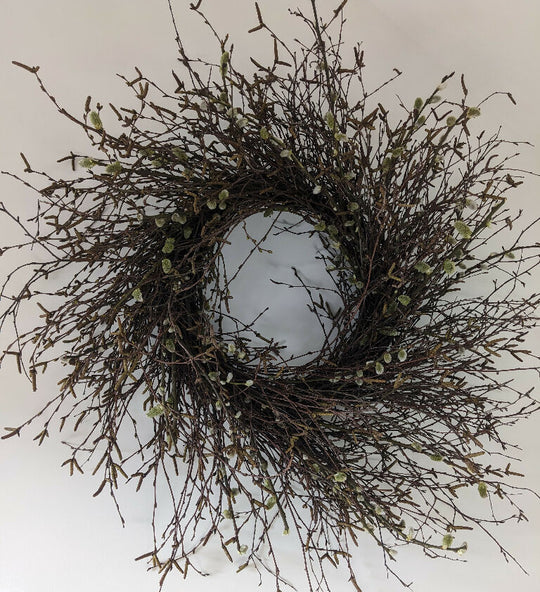 Large Birch & Pussy Willow Handmade Wreath