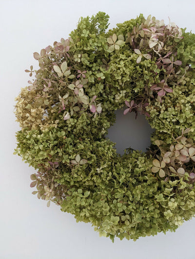 Handmade Dried Hydrangea Wreath – Soft Green