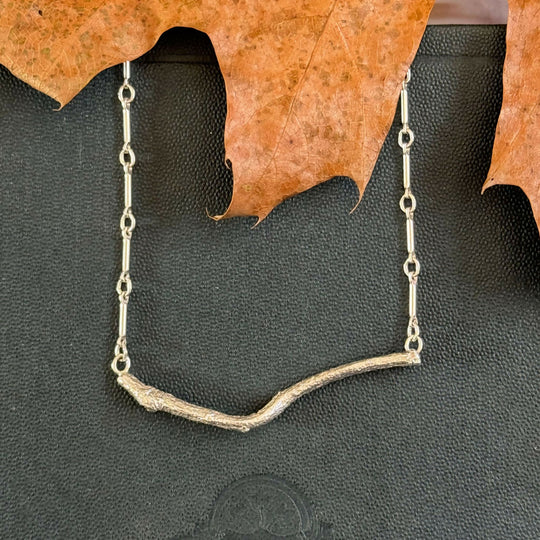Sterling Silver Twig bar necklace | Woodland inspired necklace