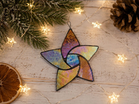 Iridescent Gold Star Christmas ornament Holytide Collection