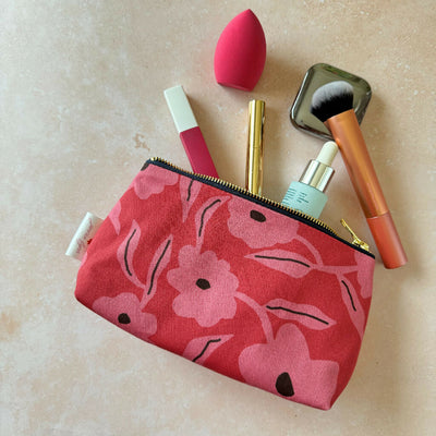 Kyoto-pink-small-makeup-bag-with-makeup-by-Jennie-Fynn