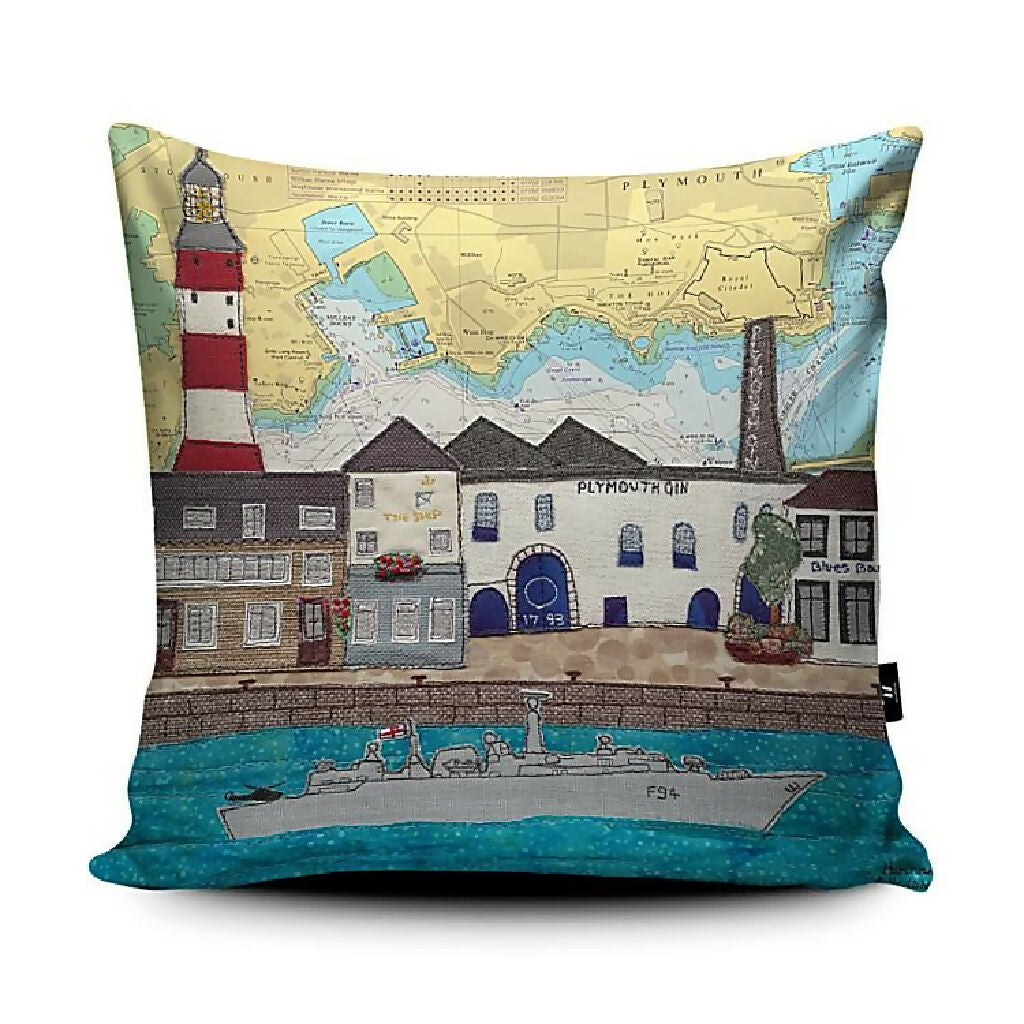 Frigate Plymouth cushion Hannah Wisdom Textiles