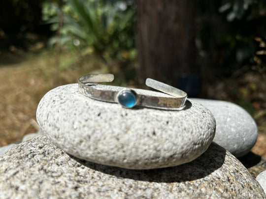 Seaglass & Silver Cuff Bangle