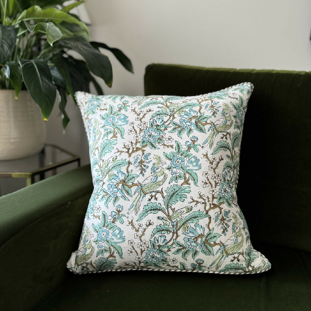 Cushion Cover Indian Toile Hand Block Printed