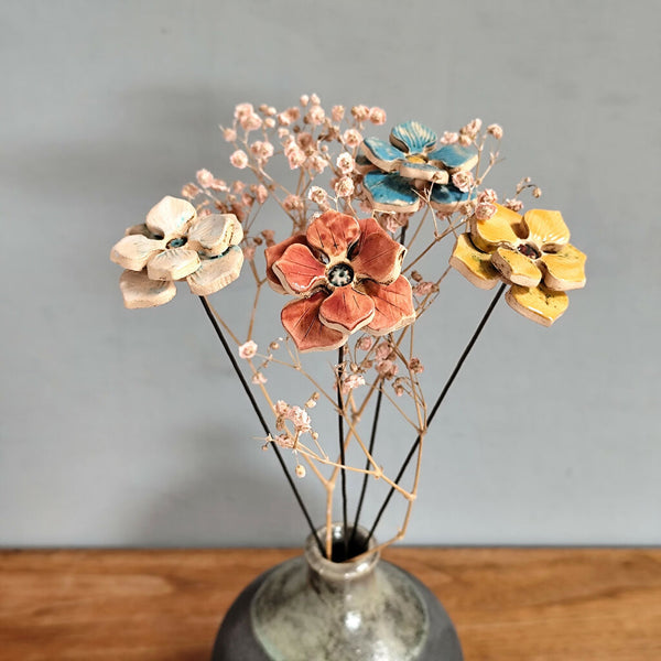 Hydrangea Ceramic Flower Stems - Handmade Bouquet