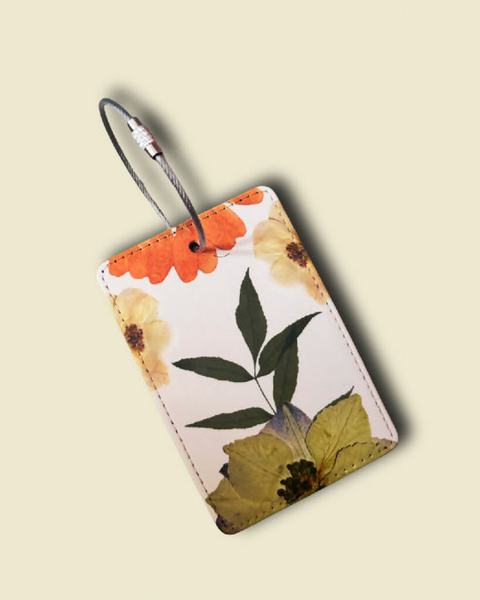 Warm summer travel luggage tag, vegan leather