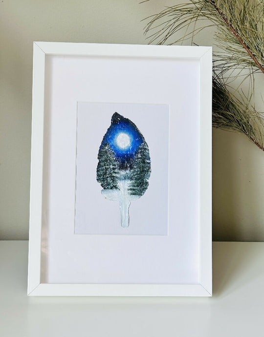 Winter Glow Acrylic Leaf Art 21 x 30 Frame in White