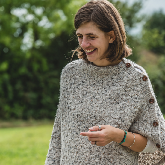 The Thorney - Two Way Knitted Poncho - Natural Mix