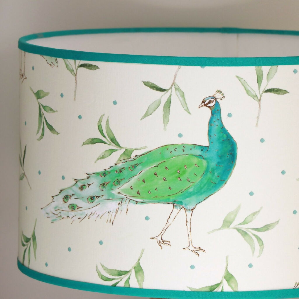 40cm Olive and Dot Peacock Table Lampshade