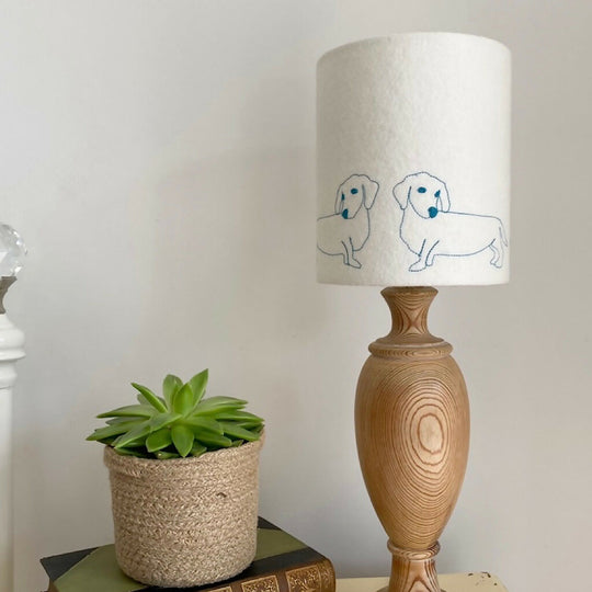 Embroidered Sausage Dog Lampshade