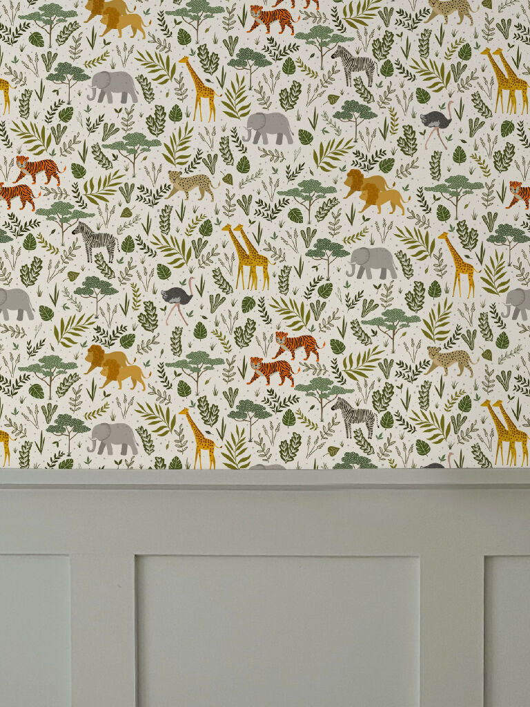 Wild Safari Multi Wallpaper Wall panelling