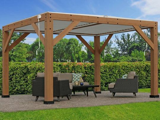 Meridian 13 x 11 (4m x 3.4m) Wood Pergola With Louvered Roof