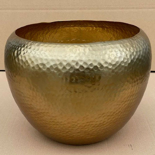 Hammered Gold Aluminum Planter - Babul