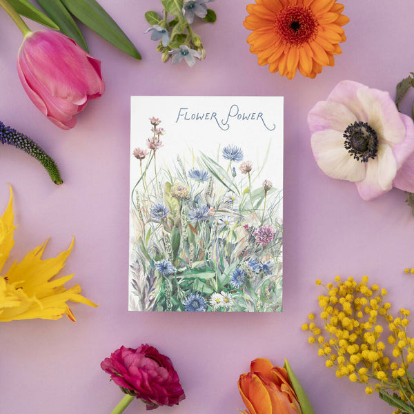 Wildflower Meadow Watercolour Greeting Card