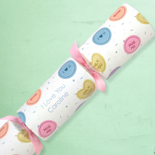 I Love You | Personalised Valentines Cracker Craft Kit | Candy Hearts | Single