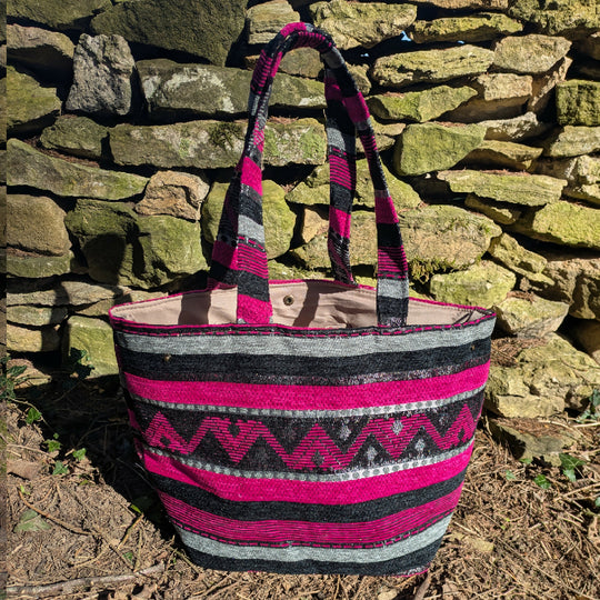 The Nador Small Expandable Fabric Tote in Pink