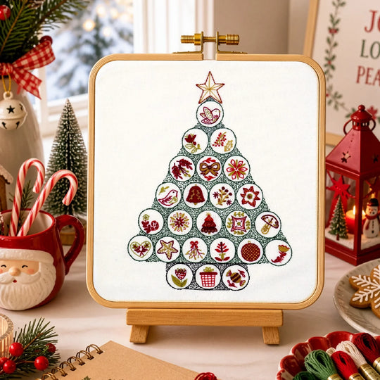 Christmas Advent Tree Festive Hand Embroidery Gift Kit