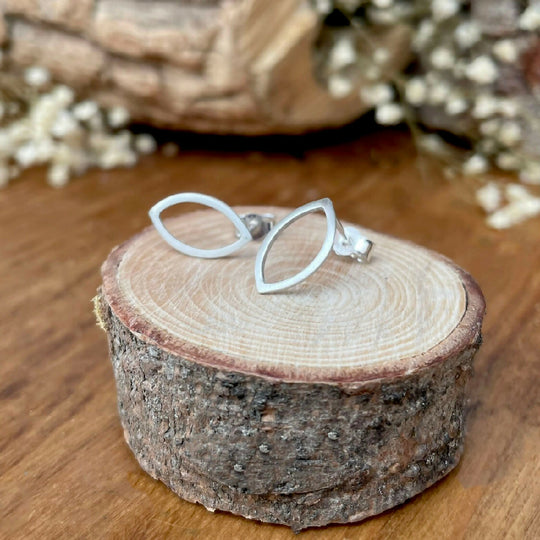 Silver Navette Stud Earrings