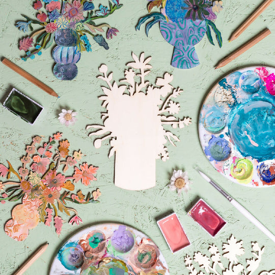 Wooden Flowers Painting Kit