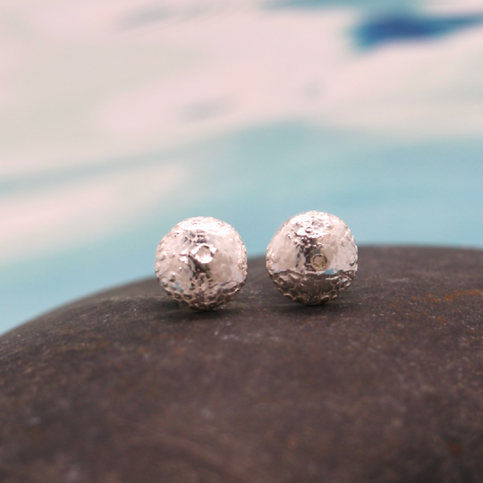 Solid silver sea urchin stud earrings