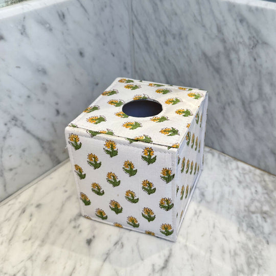 Yellow Floral Tissue Box Holder