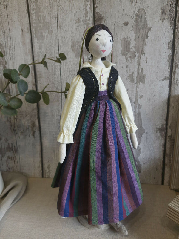 Folk Style Fabric Art Doll - Violet