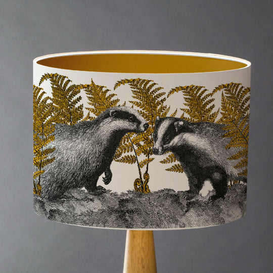 Badgers in Bracken Lampshade – British Wildlife Collection