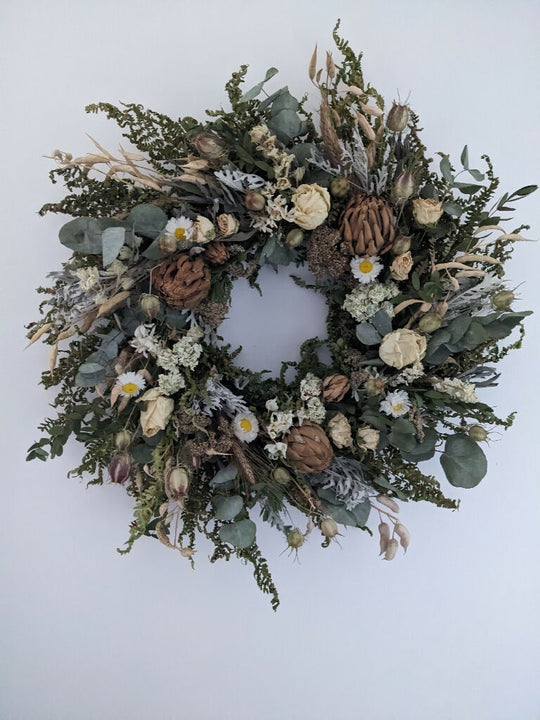 Handmade Forever Wreath – White, Green and Muted Tones